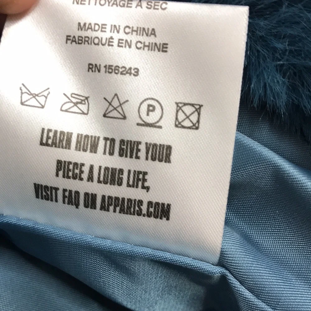 NWT Apparis Stella Faux Fur Coat in stone blue - Picture 11 of 11